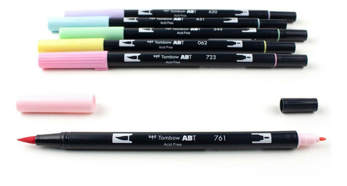 Marcadores De Doble Pincel Color Pastel Paquete De 6 Unidade