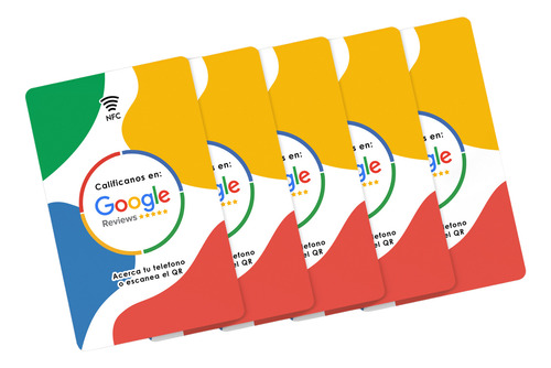 Kit 5 Tarjetas Para Google Reviews | Chip Nfc Y Codigo Qr 