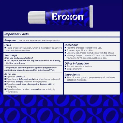 Eroxon Gel Disfuncion Hombre 4 Tubos De 0.25 Oz