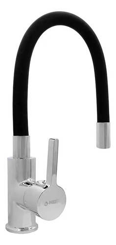 Mezcladora Monomando Flexible Para Fregadero Acero Inox Meer Acabado Cromado Color Negro