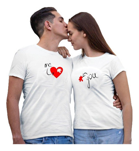 Poleras Duo Con Diseño Pareja Rompecabeza Amor  - Enamorados