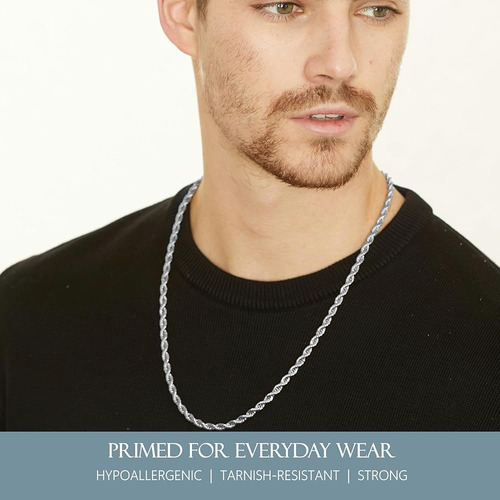 Collar De Cadena Oro Blanco 24k 22 Hipoalergénico Kisper