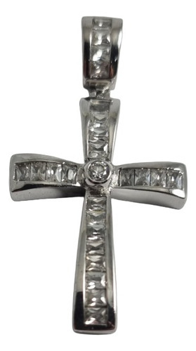 Cruz Plata 925 Rodinada Con Piedras Blancas Cubic Zirconia 