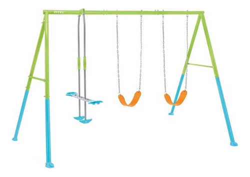 Juego Plaza Parque Intex Columpio 2 Hamacas Balancin 4 Niños