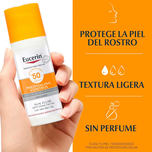 Eucerin Protector Solar Facial Fluido Anti-edad Fps 50 50ml.