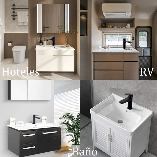Lavabo Grifo Baño Llave Monomando Fregadero Inoxidable,negro