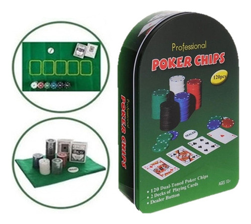 Poker Set Con 120 Fichas Nuevos Sellados Mod Cod 200 300 500