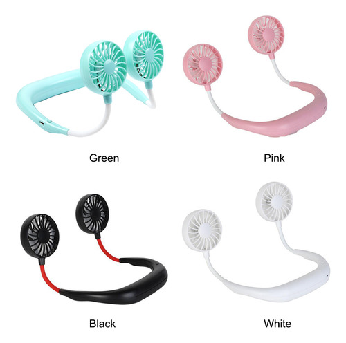 Mini Ventilador De Cuello Portátil De Doble Cabezal - Negro,