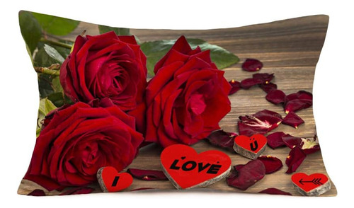 Día De San Valentín Te Amo Rosa Roja Flores Algodón ...