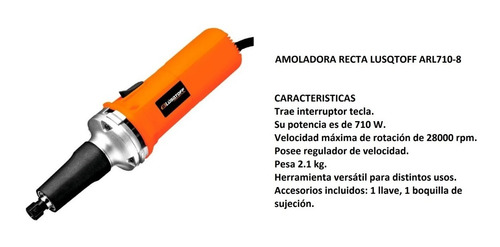 Imagen 2 de 4 de Amoladora Recta Lüsqtoff 710w Arl710-8 De 50hz 220v 6mm