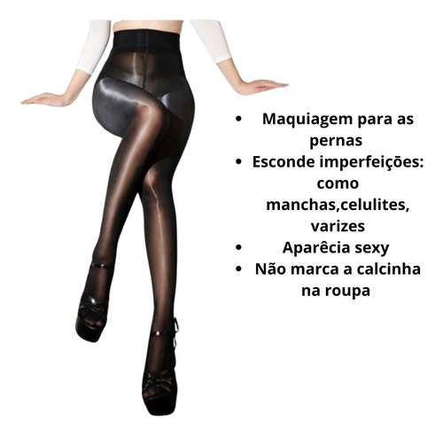 Meia-calça Anticelulite Não Puxa Fio Modela E Maquia O Corpo Preto Un Veste Do 36 Ao 44