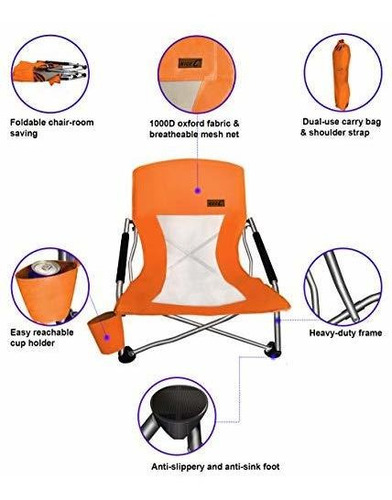 Silla Plegable Para Acampar Ultraligera Con Portavasos
