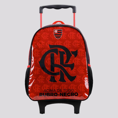 Mochila Com Rodas Flamengo Brasão Vermelha E Preta