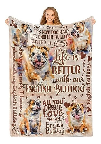 Huglanket English Bulldog Gifts, Manta De Bulldog Inglés Par
