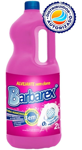Alvejante Roupas Brancas e Colorida Sem Cloro Tira Manchas 3 Em 1 - 2 Litros Barbarex