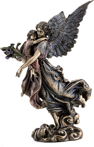 Guardian Angel Holding Niño Estatua H: 11 Inches   Para 