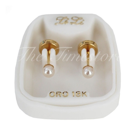 Aros Abridores Oro Lili 18k Perla 3mm Li-110c - Envio Gratis