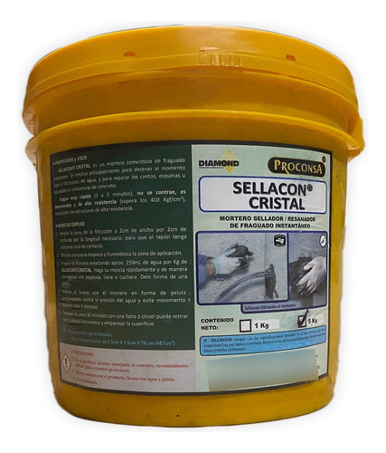 Sellacon Cristal Cemento De Fraguado Instantaneo 5kg 