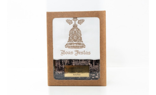 Imagem 2 de 9 de Kit Presente Natal 2 Velas Decorativas Toalha Bordada Sino