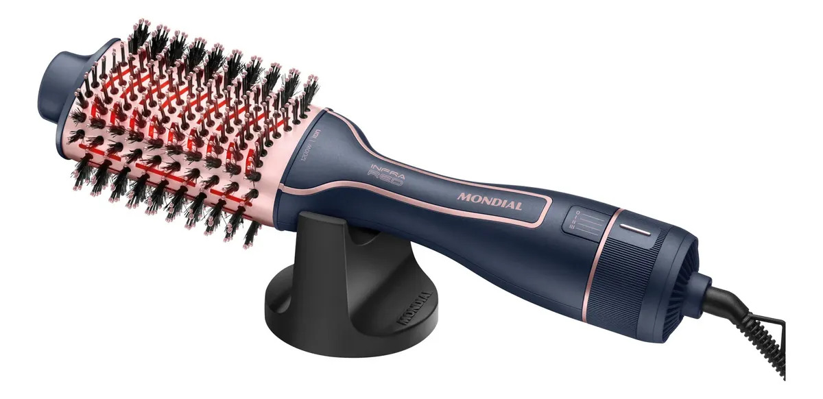 Escova Secadora InfraRed Mondial Azul/Golden Rose 1300W Bivolt ES-01-IR
