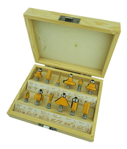 Kit Set Juego De Fresas 12 Piezas 1/4 Tupi Router Toolmak