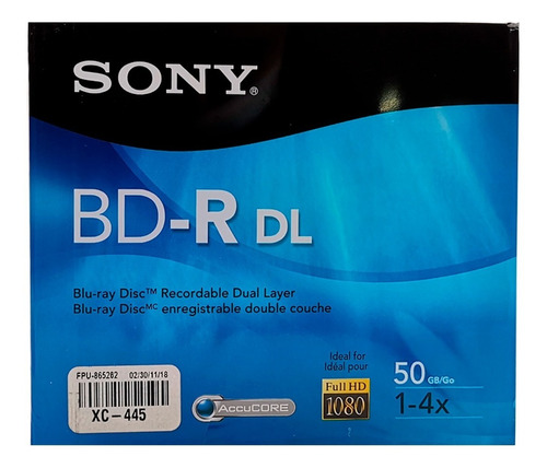 Disco Sony  Bnr50r2hblu-ray 50gb Virgen 1 Pieza