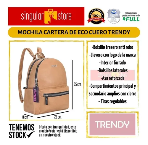 Mochila Cartera Cuero Sint tico Eco Cuero Pu Mujer Urbana