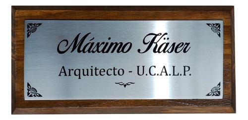 Placa Profesional Acero Inoxidable Y Madera 