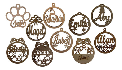 Esferas Navideñas #2 Personalizadas Mdf 3mm 20pzas