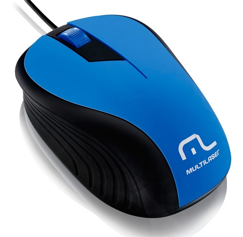 Mouse Óptico 1200dpi Emborrachado Usb Azul Mo226 Multilaser