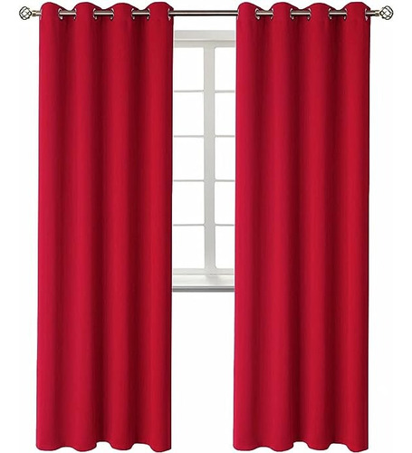 Cortinas Easy-going Color Rojo Con Ojales Para Las Ventanas