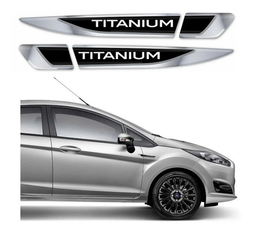 Par Adesivo Aplique Resinado Para Ford Fiesta Titanium 18519 Cor CROMADO