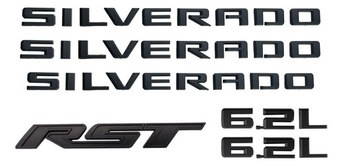 Juego De 6 Piezas Silverado Rst 6.2l Emblema Placa De Identi