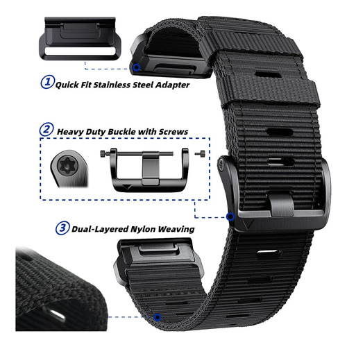 Correa De Reloj Ekingeek Ajustable De Nailon Para Garmin Fen