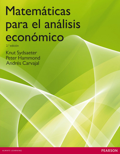 Matematicas Para Analisis Economico Sydsaeter, Knut Pearson-