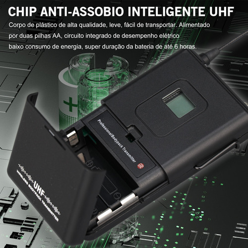Microfone Sem Fio Tklbls 2 Lapelas 2 Headsetsinto 100 Canais
