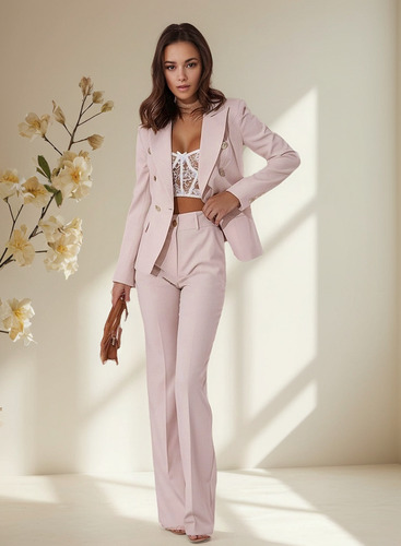 Blazer Para Mujer Slim Fit De Oficina Con Solapa Y Botones
