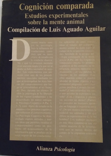 Cognición Comparada. Psicología Animal- Luis Aguado Aguilar | MercadoLibre