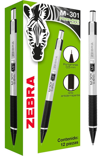 Lapicero Zebra M-301 6000 Punto .5mm Retractil Metalico 12pz