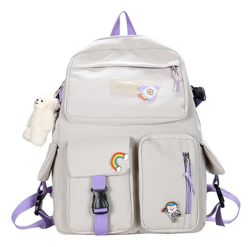 Mochila Impermeable Mujer 17 Pulgadas Kawaii Coreano Beige