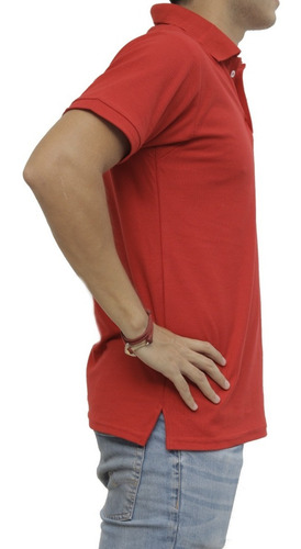 Imagen 2 de 3 de Playera Tipo Polo Color Rojo Caballero Algodón Peinado