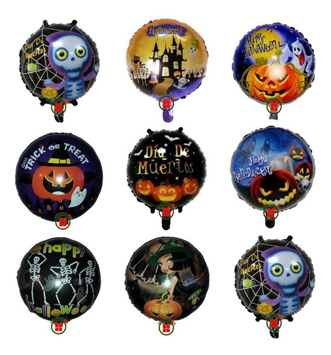 12 Globos Halloween 45 Cm Con Varilla