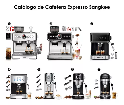 Cafetera Espresso Con Espumador Leche & Molino Sangkee