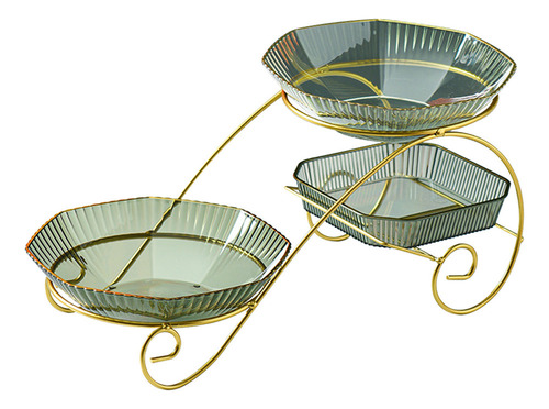 . Frutero Green Luxury Fruit Plate De 3 Capas Transparent