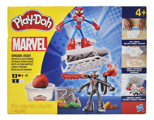 Play Doh Marvel Spiderman Lanza Y Atrapa 142g Hasbro Da Color Multicolor