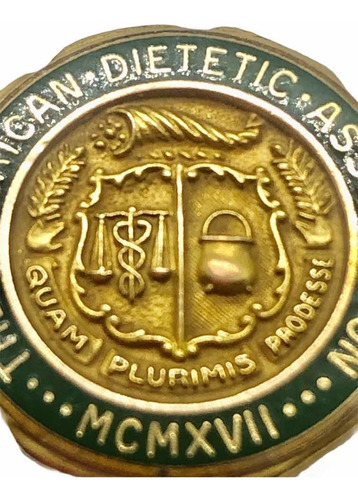 Pin Asociación Americana Dietética 1917 Esmaltad Relleno Oro