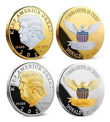 Moneda Trump Conmemorativa 2020 Bicolor ( Oro Y Plata ) 2pzs
