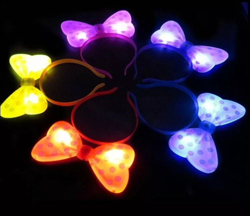24 Diademas Luminosas Led Moño Mimi Minnie Colores Mini