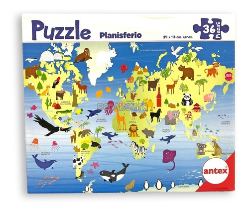 Planisferio Animales Rompecabezas 36 Piezas Puzzle  Antex 