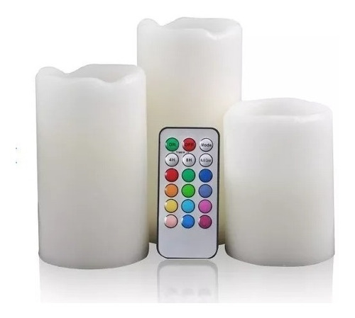 Pack X3 Set De 3 Velas Led Con Control Remoto Electronicas